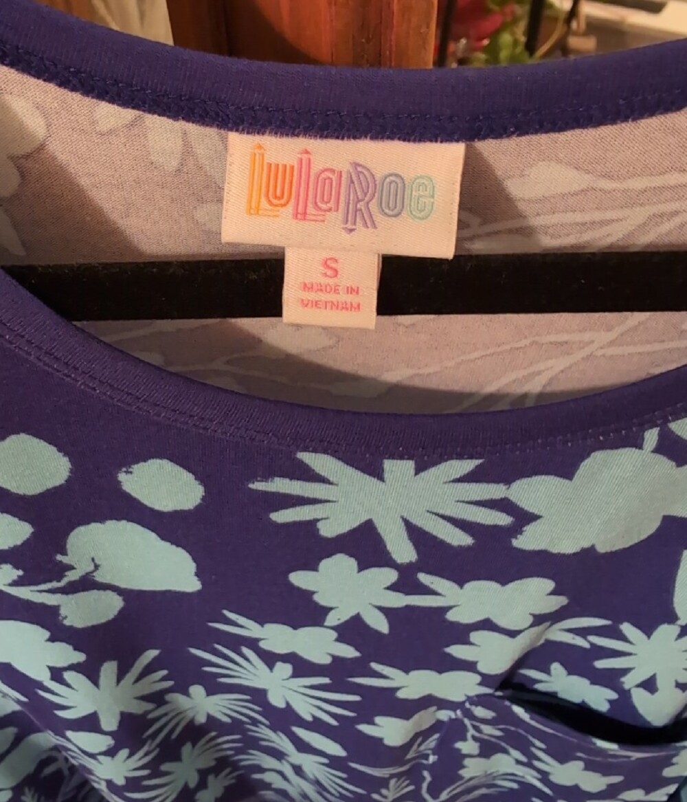 Blue Floral/Stripe Lularoe Carly Hi/Lo Hem Dress NWT Size S - Picture 2 of 9